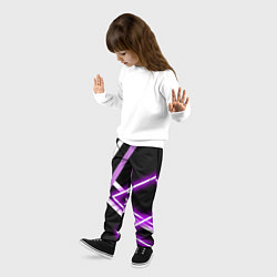 Брюки детские Фиолетовые полоски с неоном, цвет: 3D-принт — фото 2