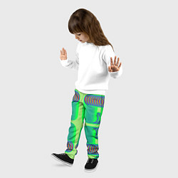 Брюки детские Дуги на зеленом фоне, цвет: 3D-принт — фото 2