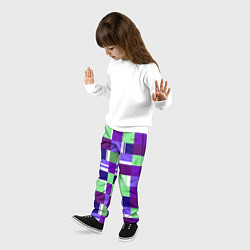 Брюки детские Ретро квадраты баклажановые, цвет: 3D-принт — фото 2