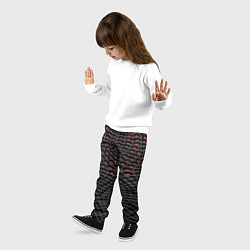 Брюки детские Узор на чёрно красном карбоновом фоне, цвет: 3D-принт — фото 2