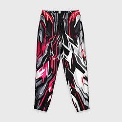 Брюки детские Красно-белая абстракция на чёрном фоне, цвет: 3D-принт