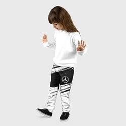 Брюки детские Mercedes benz краски чернобелая геометрия, цвет: 3D-принт — фото 2