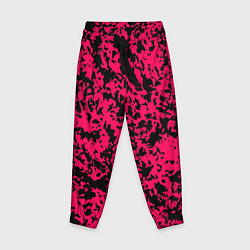 Брюки детские Пятнистый яркий чёрно-розовый, цвет: 3D-принт