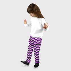 Брюки детские Фиолетовые и белые ломаные линии, цвет: 3D-принт — фото 2