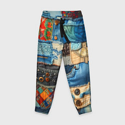 Брюки детские Vanguard denim patchwork - ai art, цвет: 3D-принт