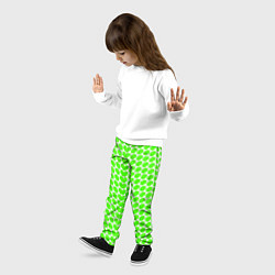Брюки детские Зелёные лепестки шестиугольники, цвет: 3D-принт — фото 2