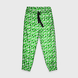 Детские брюки Белые плюсики на зелёном фоне