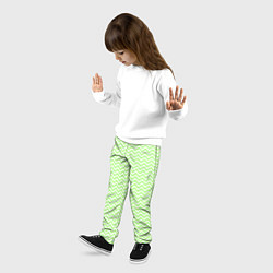 Брюки детские Светло-зелёный ломаные полосы, цвет: 3D-принт — фото 2