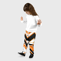 Брюки детские Чёрно-оранжевые широкие линии на белом фоне, цвет: 3D-принт — фото 2