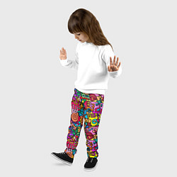Брюки детские Психоделические узоры - цветные дудлы, цвет: 3D-принт — фото 2