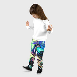 Брюки детские Абстракция смесь красок сине-зелёный, цвет: 3D-принт — фото 2