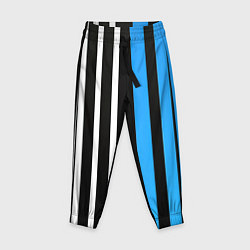 Брюки детские Вертикальные полосы триколор синий, цвет: 3D-принт