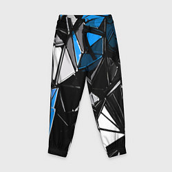 Брюки детские Сине-белые рельефные треугольники на чёрном фоне, цвет: 3D-принт