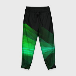Детские брюки Неоновая зеленая абстракция на черном фоне