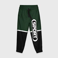 Брюки детские Sport зелёно-чёрный с полосой, цвет: 3D-принт