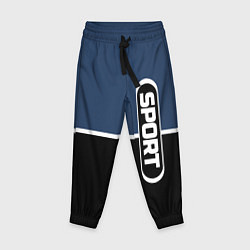 Брюки детские Sport сине-чёрный с полосой, цвет: 3D-принт