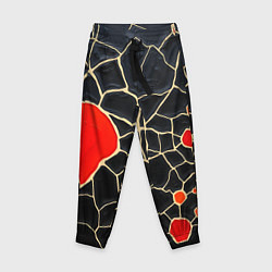 Детские брюки Красная абстракция на черном лаке