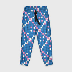 Детские брюки Синяя розовая с белым плитка