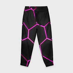Детские брюки Черные соты с фиолетовым неоном