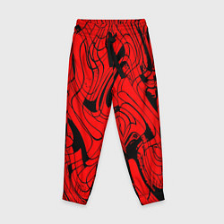 Брюки детские Чёрно-красный абстрактный линии, цвет: 3D-принт