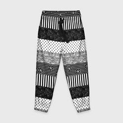 Детские брюки Черно белый полосатый узор из лоскутов