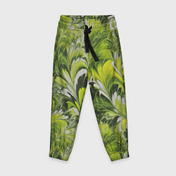 Брюки детские Мраморный абстрактный паттерн - зеленые и желтые о, цвет: 3D-принт