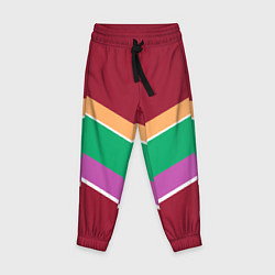 Брюки детские Тёмный красный с полосами, цвет: 3D-принт