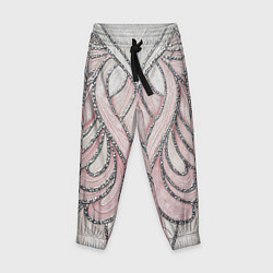 Брюки детские Нежно розовый орнамент из перьев, цвет: 3D-принт