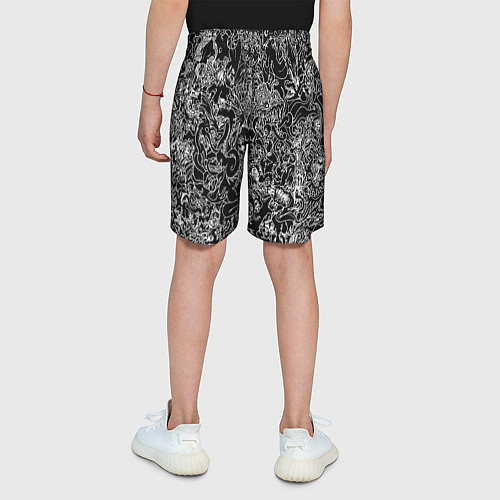 Детские шорты Монстры черно-белый паттерн / 3D-принт – фото 4