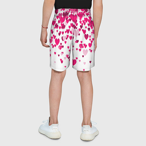 Детские шорты Сердца розовые падают / 3D-принт – фото 4