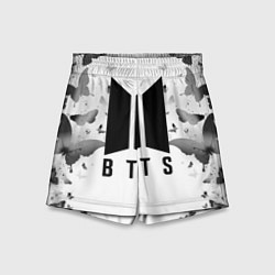 Шорты детские BTS: Grey Butterflies, цвет: 3D-принт