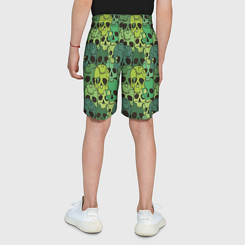 Детские шорты Зеленые черепа - паттерн / 3D-принт – фото 4