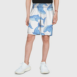 Шорты детские Косяк китов, цвет: 3D-принт — фото 2