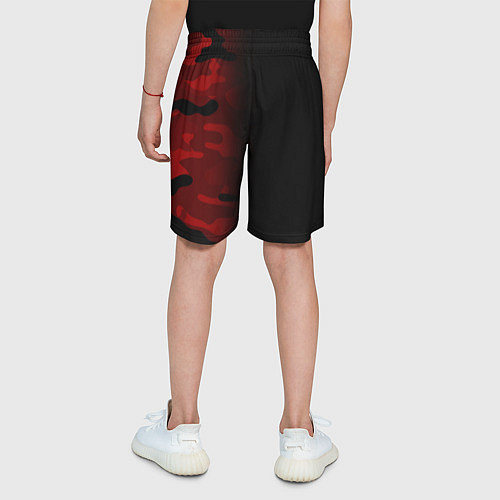 Детские шорты RED BLACK MILITARY CAMO / 3D-принт – фото 4