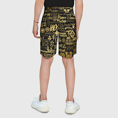 Детские шорты ЛОГОТИПЫ РОК ГРУПП GOLD / 3D-принт – фото 4