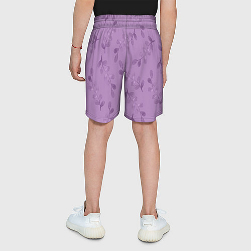 Детские шорты Листья на фиолетовом фоне / 3D-принт – фото 4
