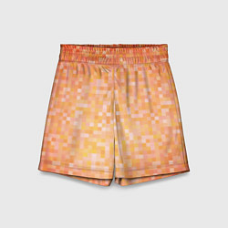 Шорты детские Оранжевая пиксель абстракция, цвет: 3D-принт