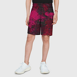 Шорты детские Бордовые мазки в тёмно-красных тонах, цвет: 3D-принт — фото 2