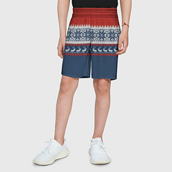 Шорты детские НОВОГОДНИЙ УЗОР С ОЛЕНЯМИ, цвет: 3D-принт — фото 2