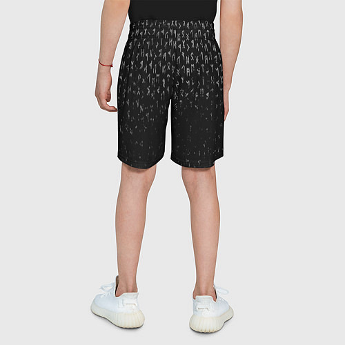 Детские шорты МЕТАЛЛИЧЕСКИЕ РУНЫ, БРЫЗГИ КРАСОК / 3D-принт – фото 4