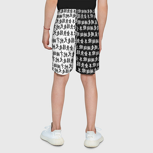 Детские шорты ЧЁРНО БЕЛЫЕ ИЕРОГЛИФЫ / 3D-принт – фото 4