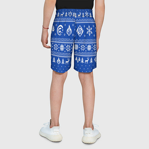 Детские шорты НОВОГОДНИЙ СВИТЕР GENSHIN IMPACT СИНИЙ / 3D-принт – фото 4