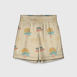 Шорты детские Китайский орнамент Феникс, цвет: 3D-принт
