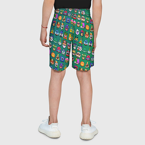 Детские шорты Значки на скины Бравл Старс Brawl Зеленый градиент / 3D-принт – фото 4