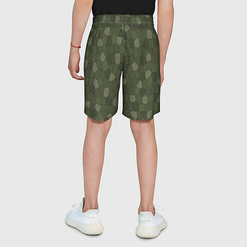 Детские шорты Камуфляжная мозаика - Хаки / 3D-принт – фото 4