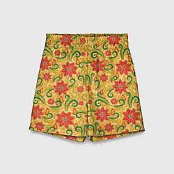 Шорты детские Оранжевая хохлома, цвет: 3D-принт