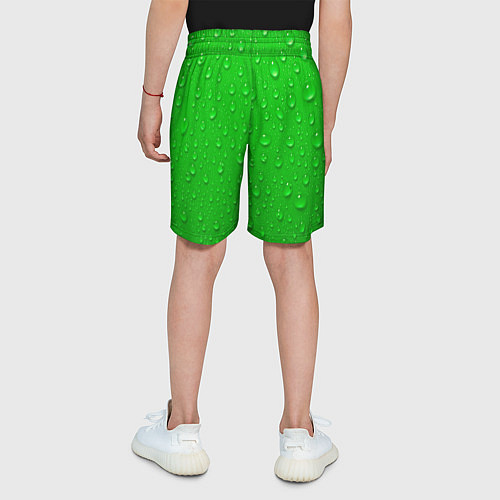 Детские шорты Зеленый фон с росой / 3D-принт – фото 4