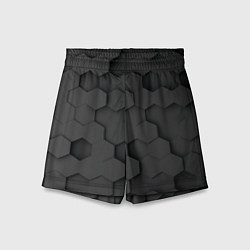 Шорты детские Чёрные 3D пластины black 3d plates плиты, цвет: 3D-принт