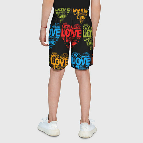 Детские шорты Love, Amor, Любовь - Неон версия / 3D-принт – фото 4