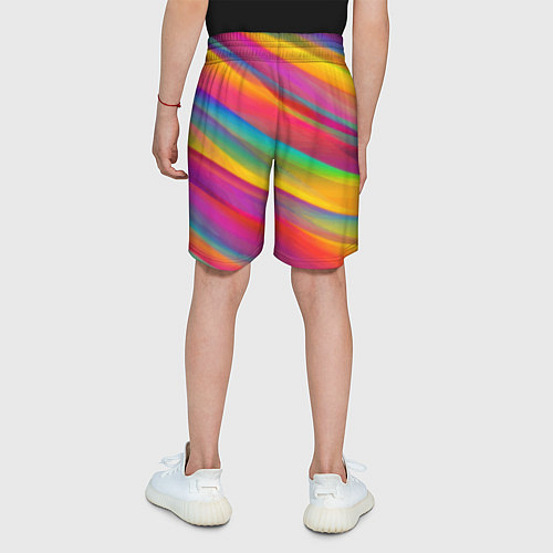 Детские шорты Красочный летний паттерн Цветные полосы / 3D-принт – фото 4